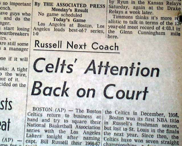 Bill Russell, 1st black coach in the NBA... Boston Celtics... -  