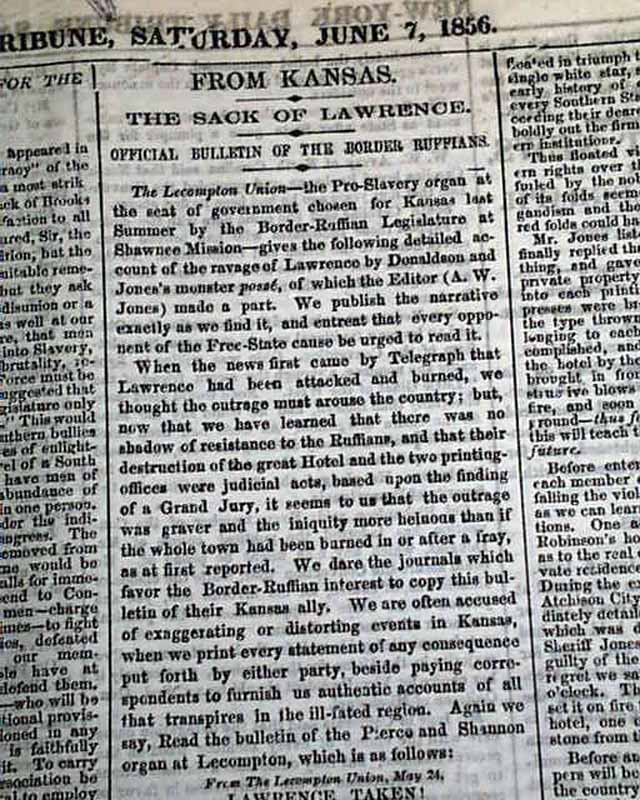 1856 Sacking Of Lawrence Kansas