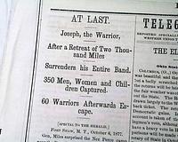 Surrender of Chief Joseph and his entire Nez Perce band...