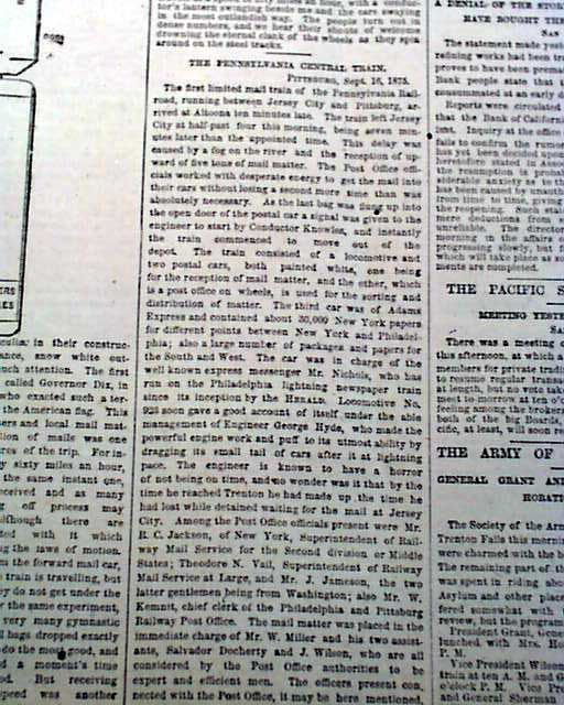 Fast Mail Trains in 1875 w/ diagram... - RareNewspapers.com