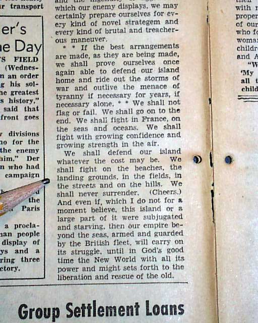 "We Shall Fight on the Beaches" speech...