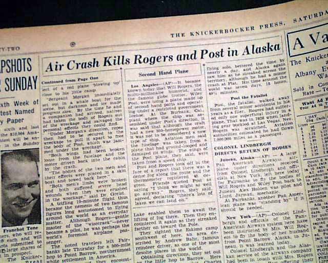 Will Rogers & Wiley Post Death In 1935. - Rarenewspapers.com