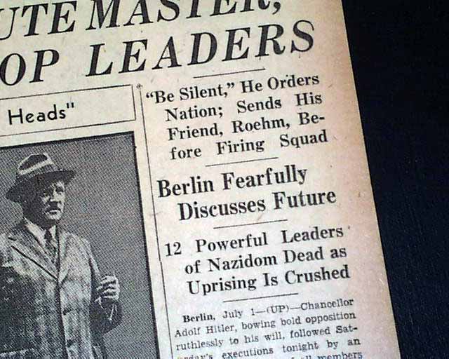 Night Of The Long Knives In 1934 - Rarenewspapers.com