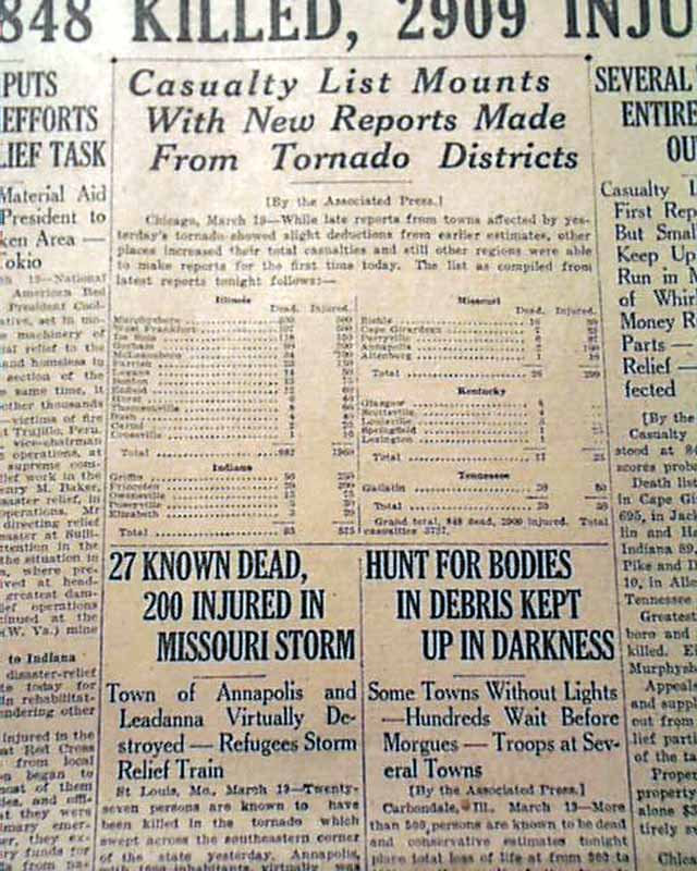 Tri-State Tornado in 1925... - RareNewspapers.com