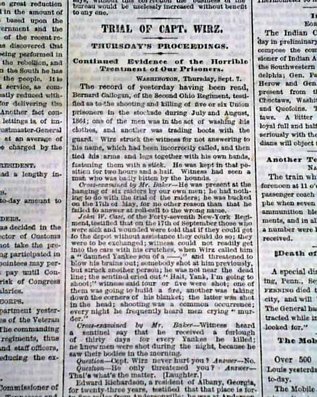 Andersonville prison trial... Indian troubles...