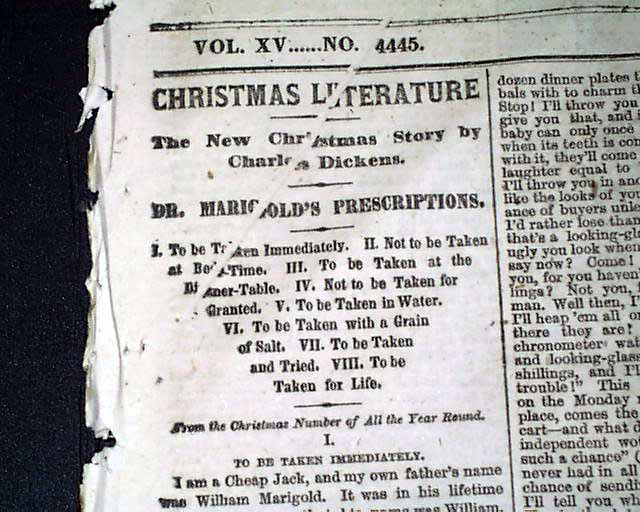 Dickens' new Christmas story...