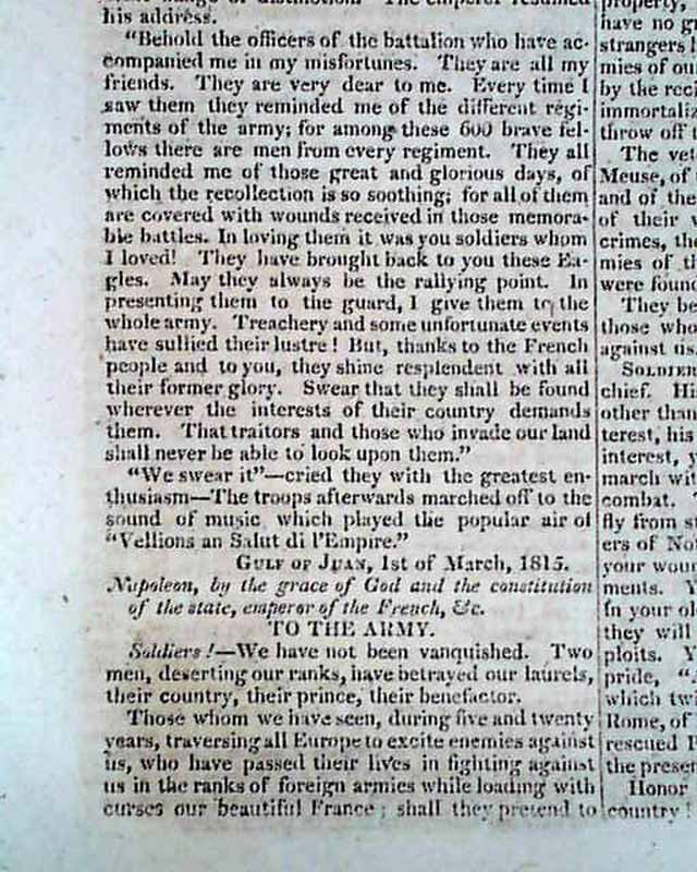 Much reporting on Napoleon Buonaparte's war efforts...