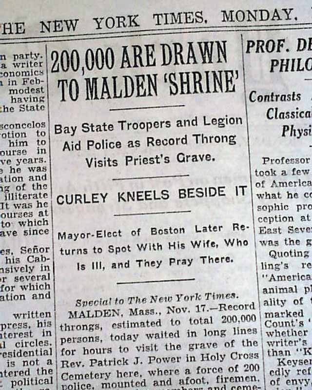 Malden, Massachusetts & Father Power's grave......