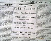 The Civil War begins in Charleston Harbor, in a Charleston newspaper...