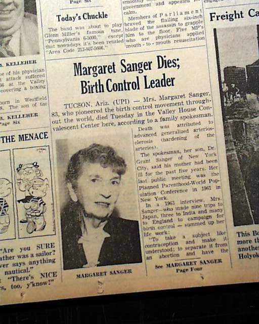 Margaret Sanger death... - RareNewspapers.com