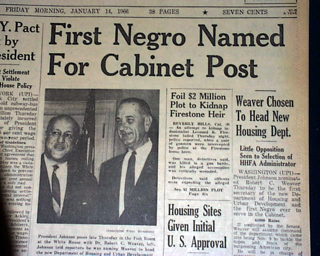1st Negro in Cabinet, 1966...