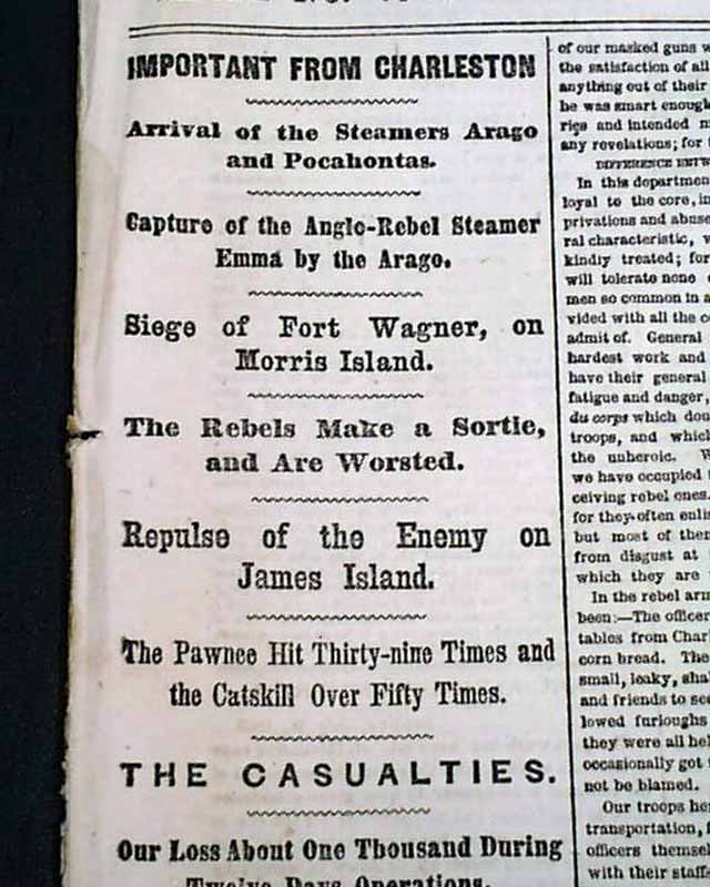 The Massachusetts 54th Regiment & Fort Wagner... Map... Colonel Morgan...