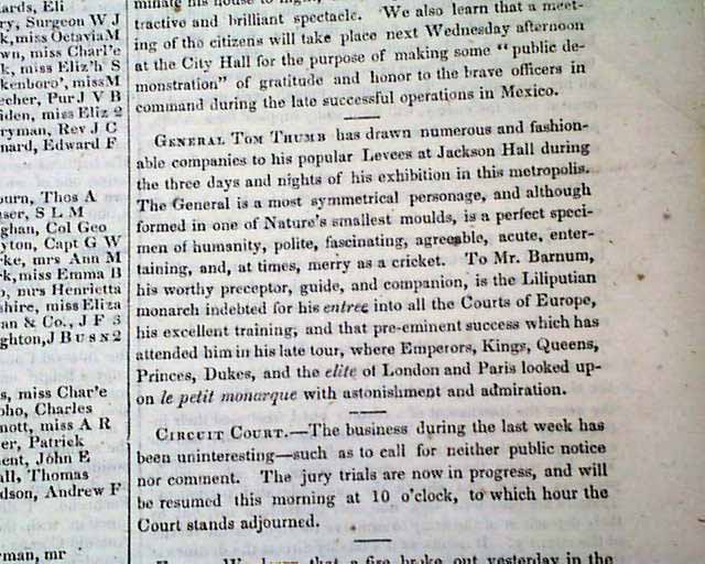 Nice on General Tom Thumb & P. T. Barnum... The Mexican War...