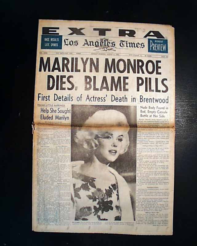 From the Archives: Marilyn Monroe Dies; Pills Blamed - Los Angeles