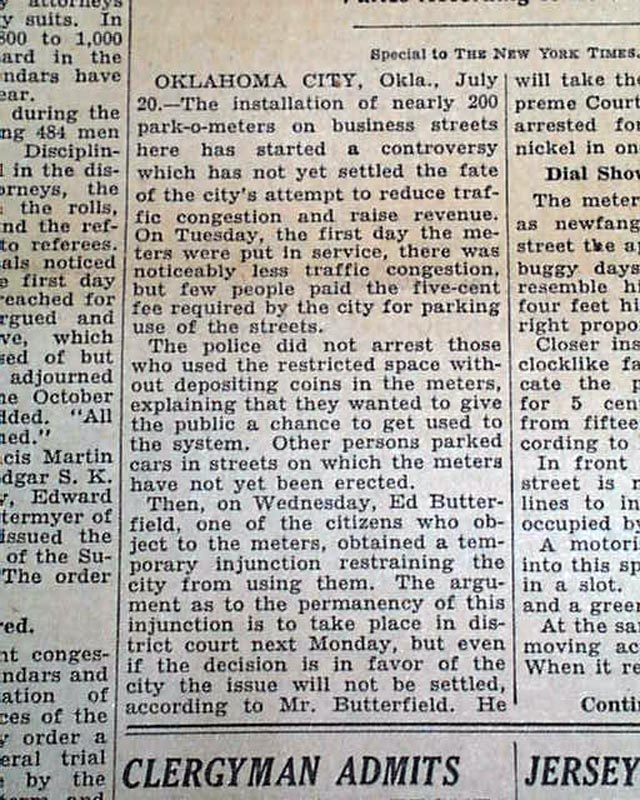 World's 1st parking meter installed in 1935... - RareNewspapers.com