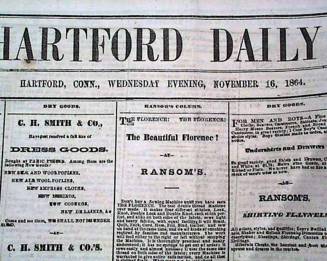 Re Abraham Lincoln Election 1864 Civil War Newspaper 