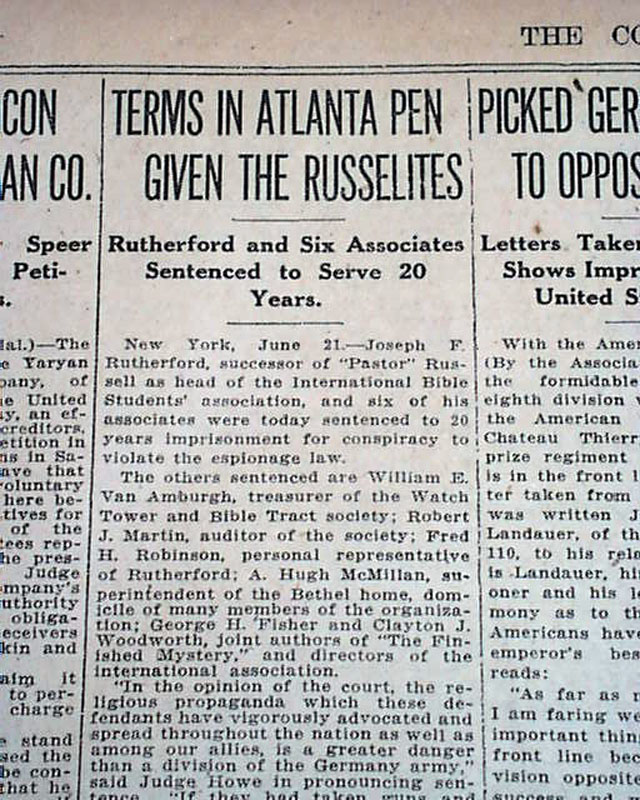 Charles "Taze" Russell - Russellites sentenced...