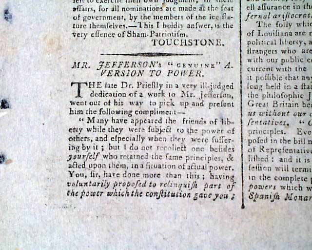 On Thomas Jefferson... Loss of the frigate Philadelphia...