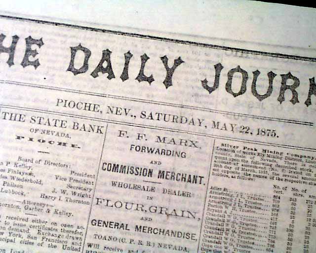 Rare issue from Pioche, Nevada...