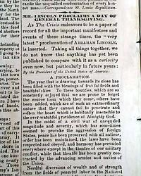 Lincoln proclaims the first, official national Thanksgiving...