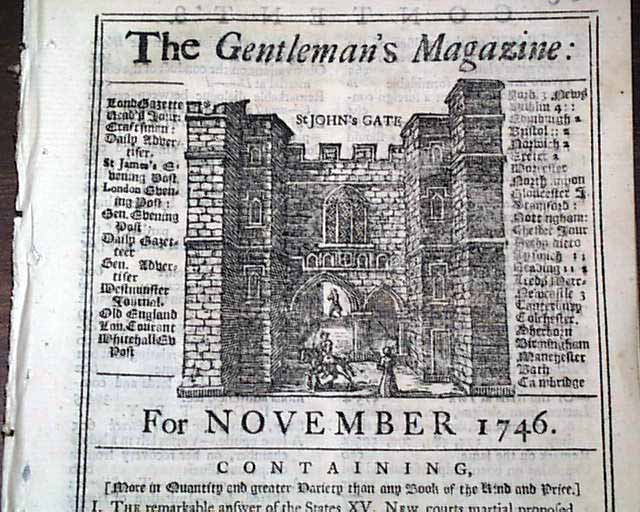 1746 Pre REVOLUTIONARY WAR Magazine Electricity Discoveries ...