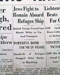 Steamer "Island Queen" disaster...  - "Exodus 1947" Jewish refugees...