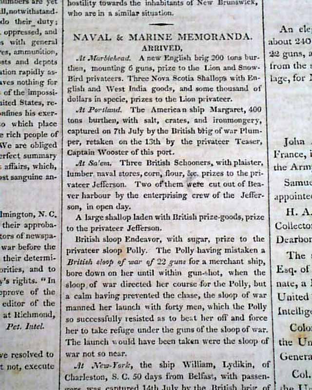 Reporting on the War of 1812...
