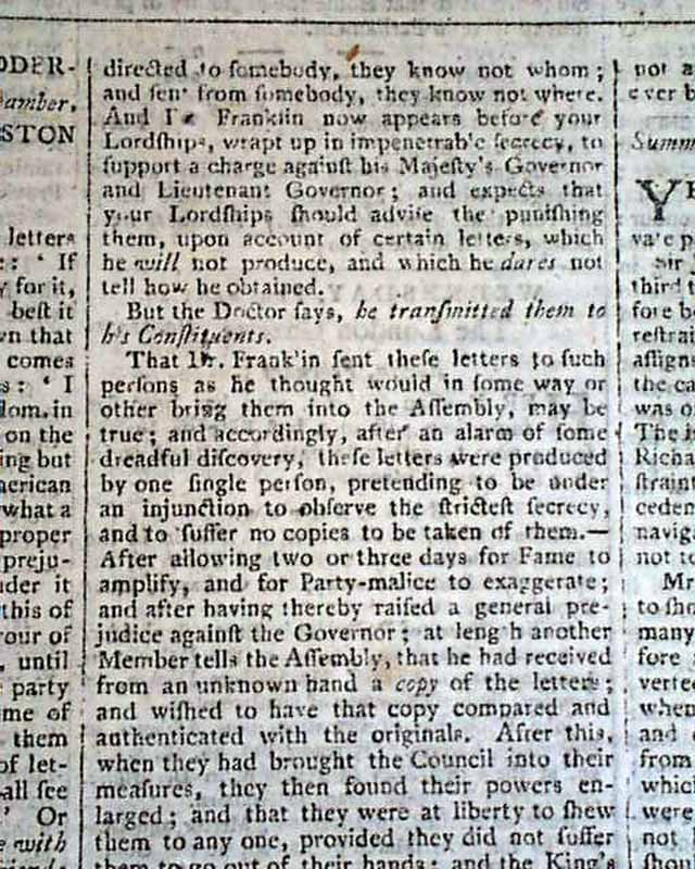Terrific pair of issues on Ben Franklin & the Hutchinson Letters