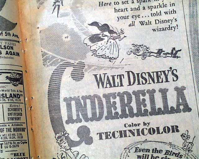 Walt Disney's Cinderella movie premiere... - RareNewspapers.com