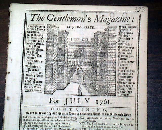 1761 Pre REVOLUTIONARY WAR Magazine Early Warnings on Tobacco ...