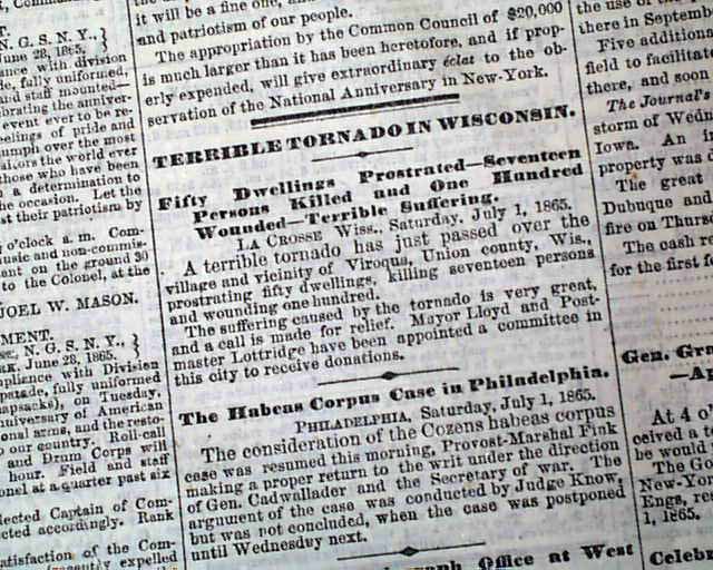 1864 Viroqua, Wisconsin tornado disaster...