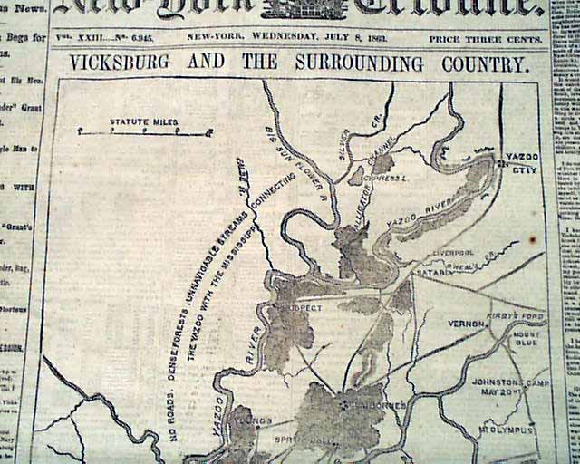 Map on the fall of Vicksburg... Follow-up to the Battle of Gettysburg ...