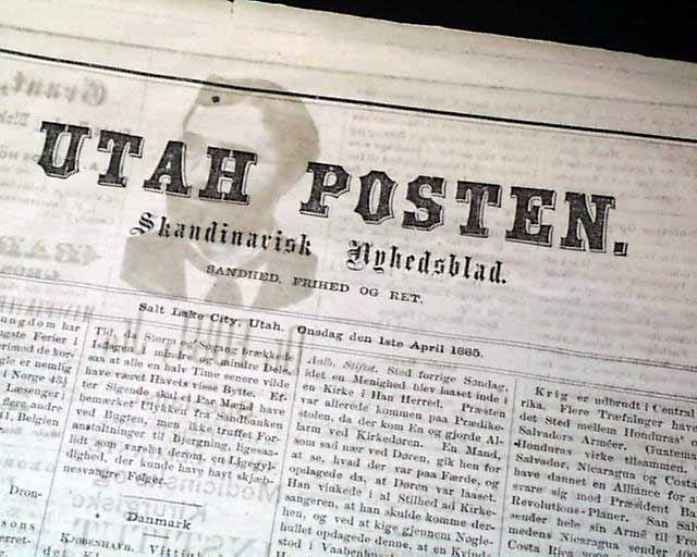 Danish-language newspaper from Utah: lasted but 15 issues...