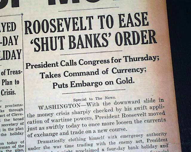 1933 Bank Holiday Ordered... - RareNewspapers.com