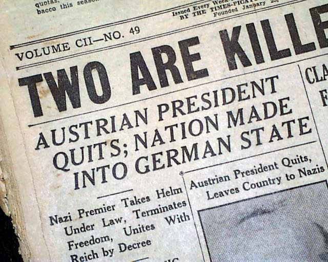 Hitler enters Austria in 1938... - RareNewspapers.com