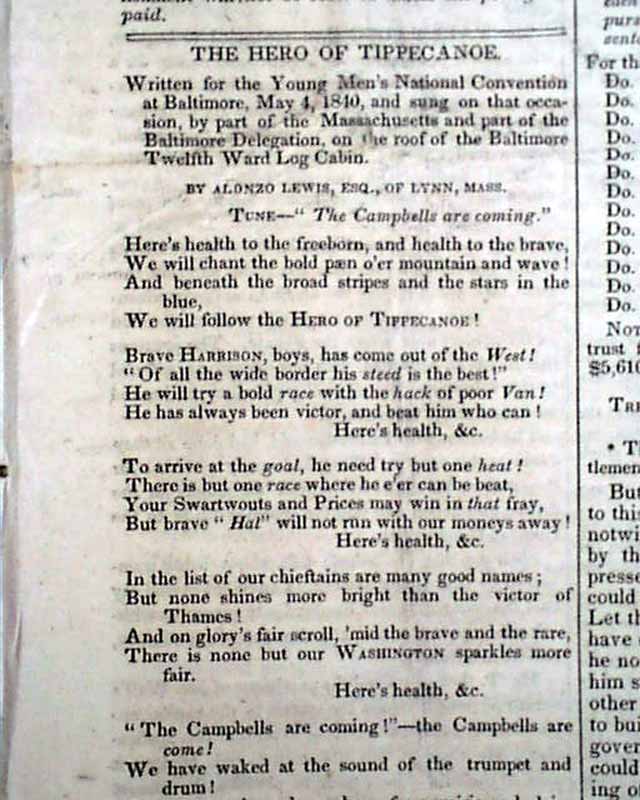 Campaign Song about William Henry Harrison...