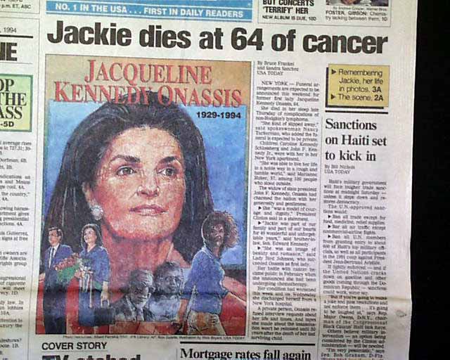 Death of Jacqueline Kennedy Onassis...