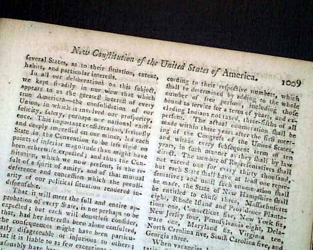 The Constitution of the United States... A 1787 printing ...