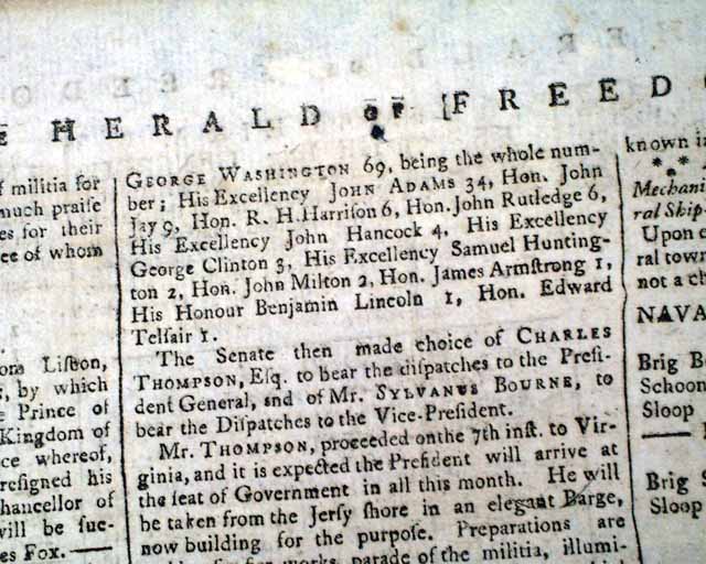 George Washington is elected President...