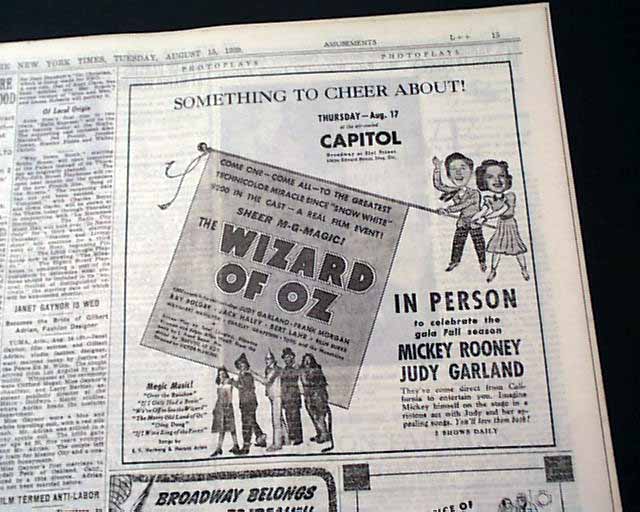 wizard of oz premiere
