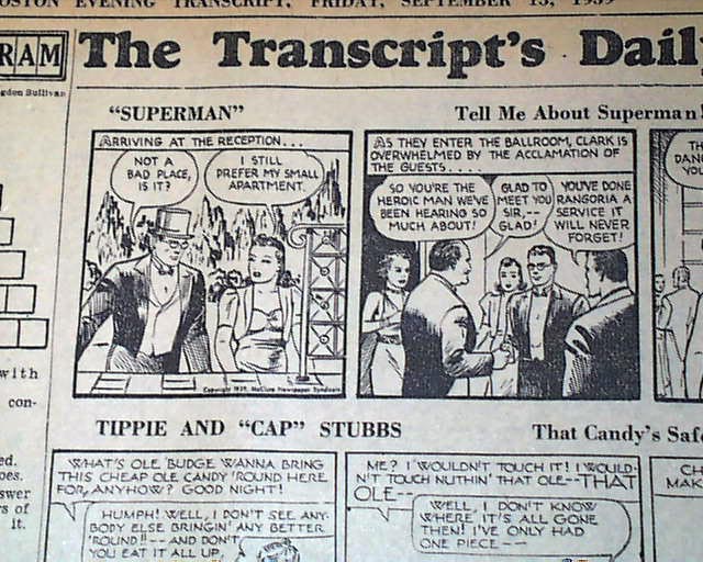 Superman comic strip from the first year of publication ...