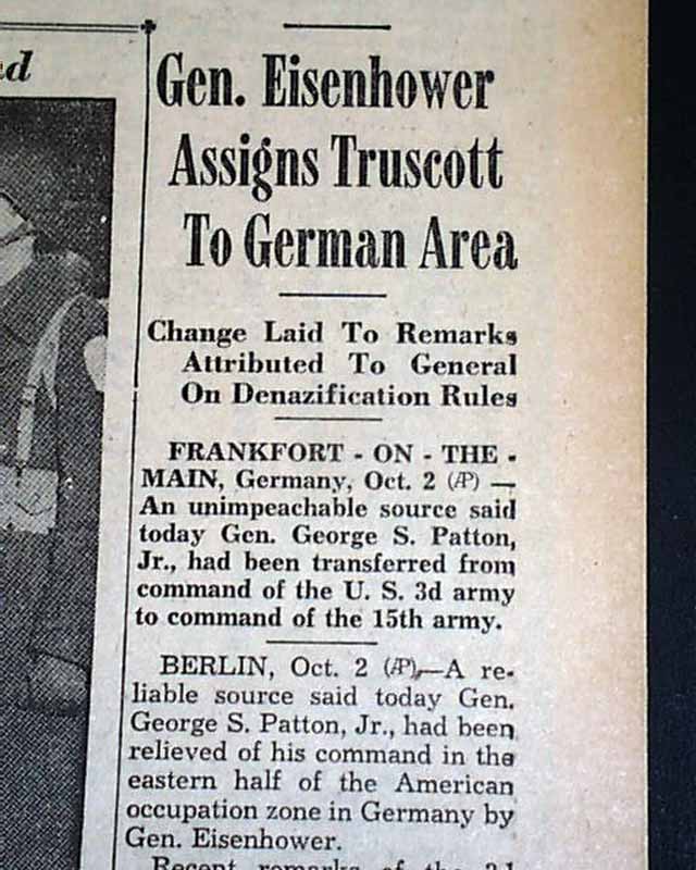 Patton relieved of duty...