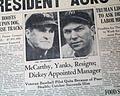 Manager Joe McCarthy resigns... New York Yankees...