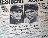 Manager Joe McCarthy resigns... New York Yankees...