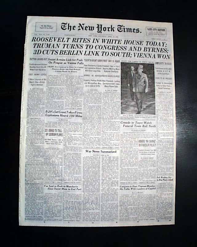 FDR death in 1945.... - RareNewspapers.com