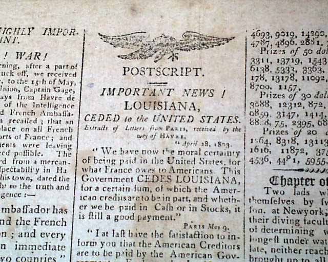 Confirming the Louisiana Purchase...