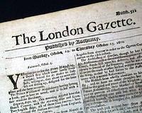 Genuine London Gazette newspaper from 1670...