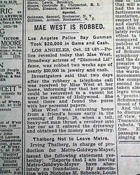 Hollywood's Mae West is robbed in 1932...