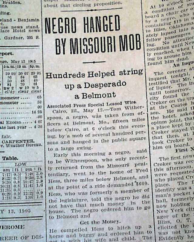 1905 Belmont, Missouri Negro lynching...