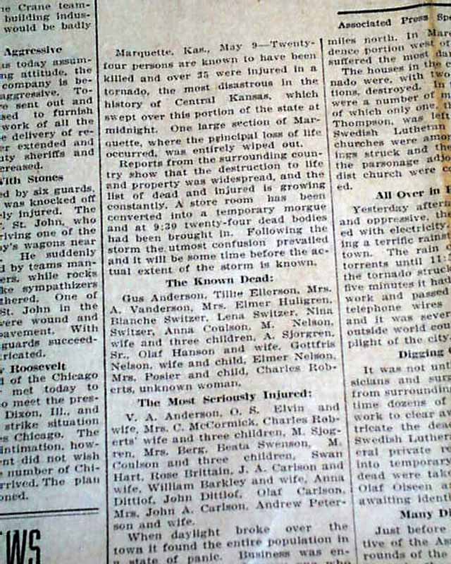 1905 Marquette, Kansas tornado disaster...